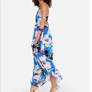 EXPRESS STRAPPY LACE-UP CUT-OUT MAXI FLORAL PRINT